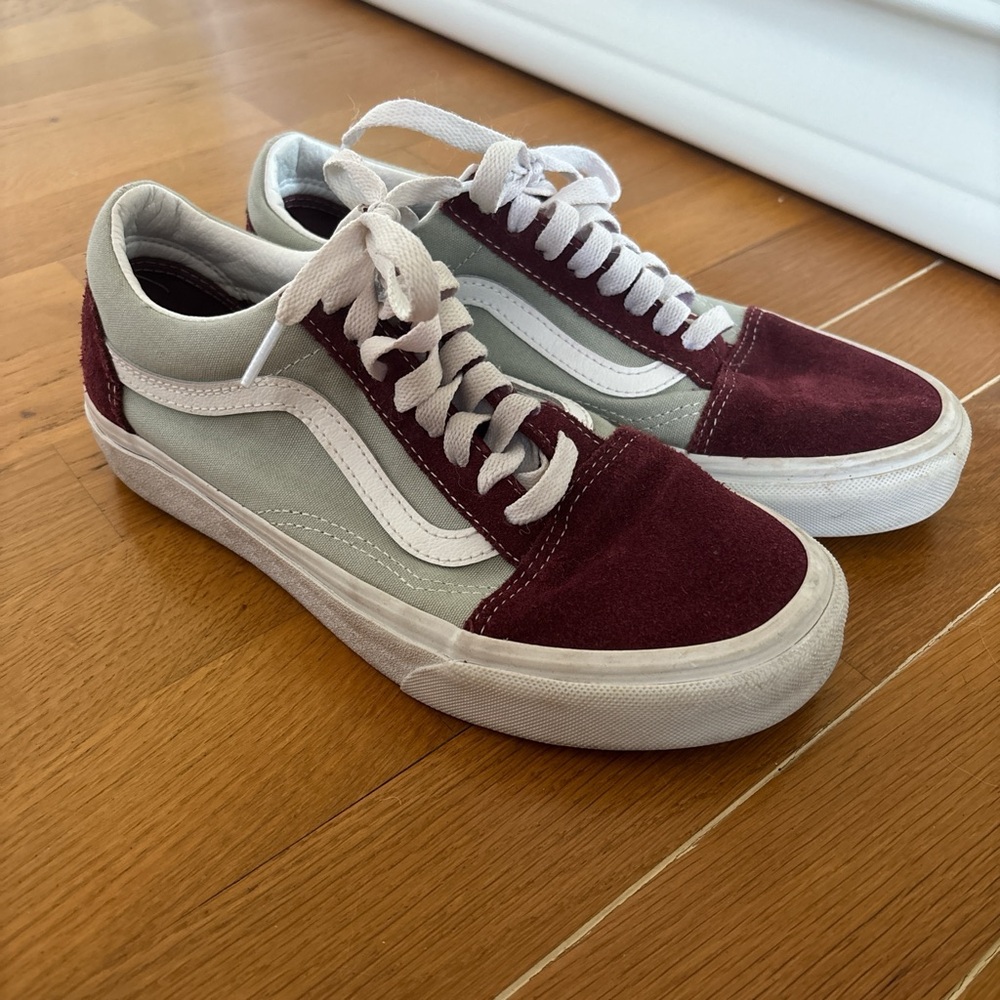 Vans Burgundy and Gray Sneakers